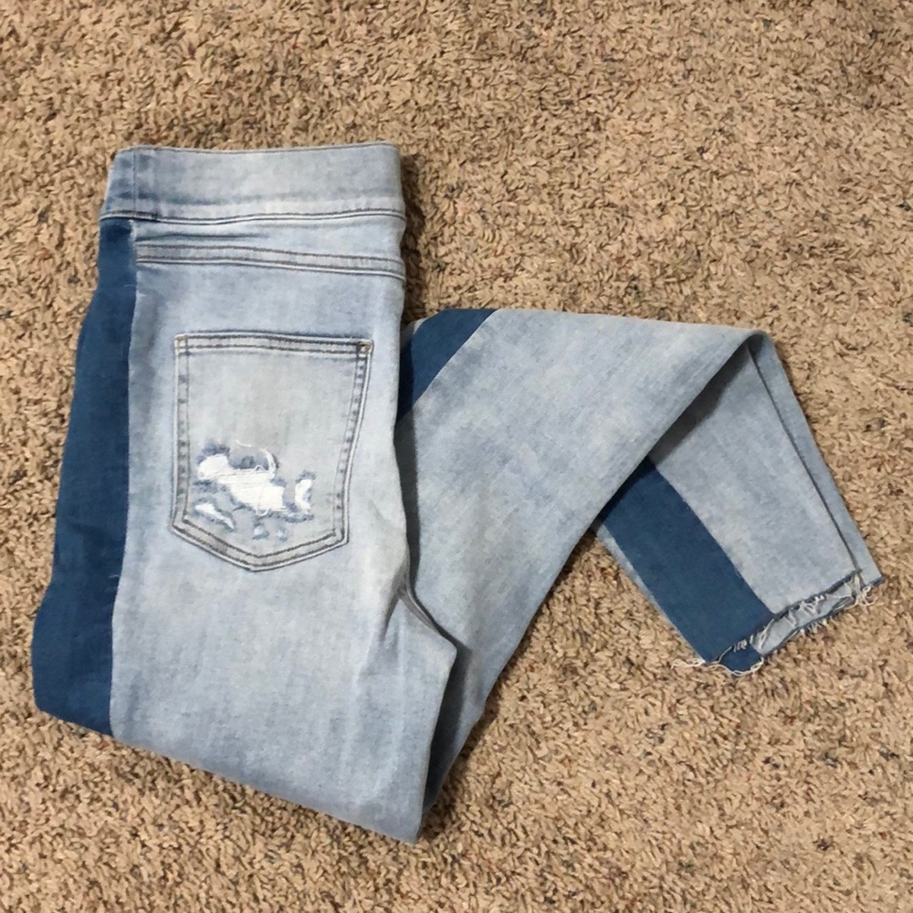 Spanx distressed skinny jean with side stripe